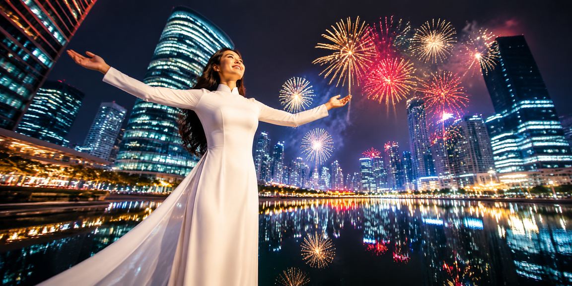 Người phụ nữ Hà Nội mặc áo dài theo dõi kết quả cá cược casino trực tuyến trên điện thoại