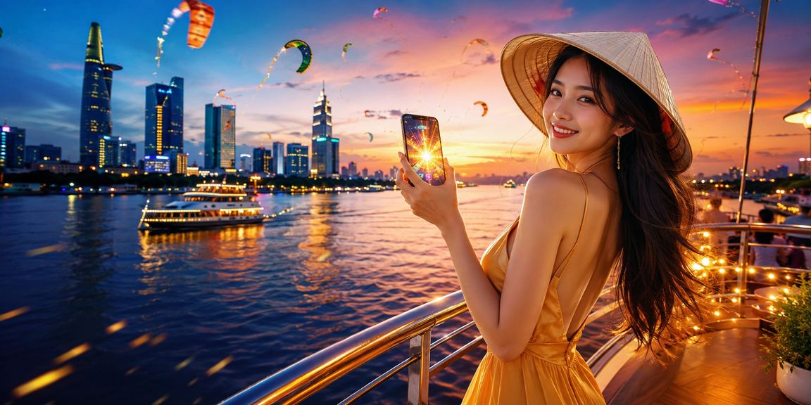 Người dùng Sài Gòn đặt cược thể thao qua điện thoại di động với chiếc nón lá truyền thống